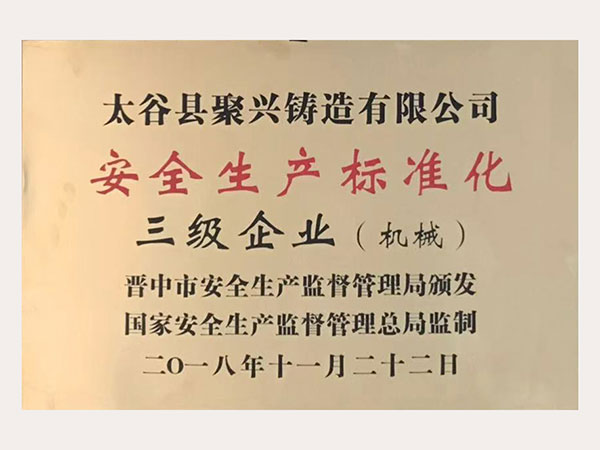 安全生產(chǎn)標(biāo)準化三級企業(yè)